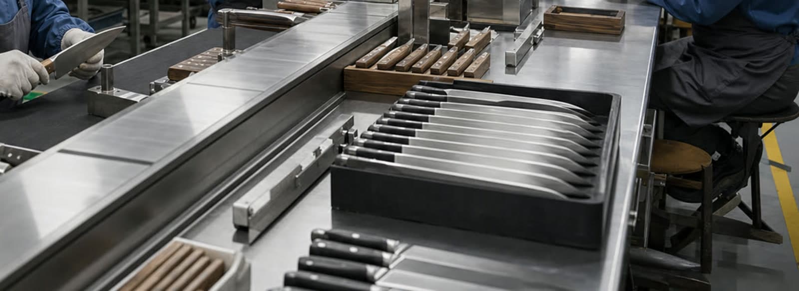 Dwarfsmith kitchen knife production line close-up